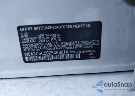 2014 BMW 328D xDrive из США, поврежденный, VIN WBA3D5C50EKX98014